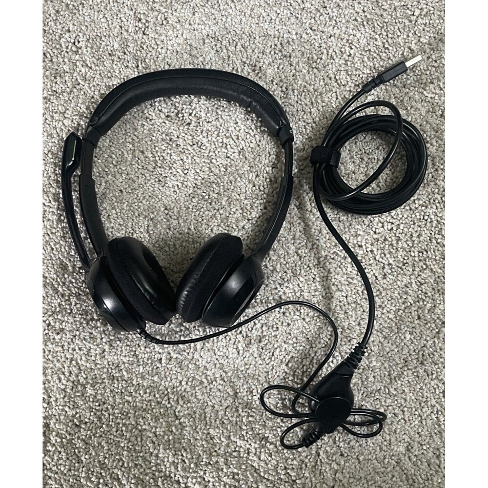 Logitech H390 Wired USB Computer Headset Black Tested Working